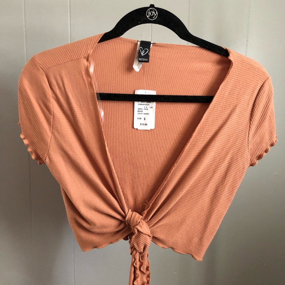 Burnt Orange Tie Front Crop Top
